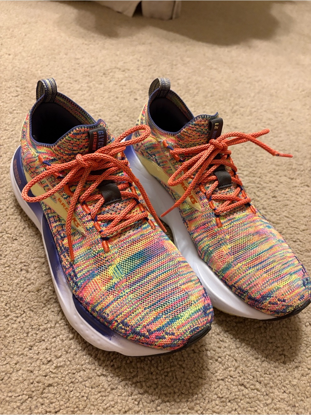 Brooks Multicolor Knit Running Sneakers with Yellow Accent - Picture 15 of 15